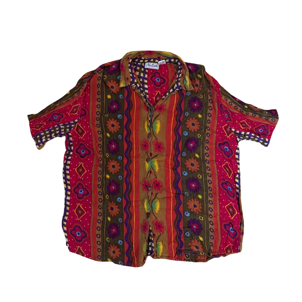 Vintage Nu-Look Crinkle Fiesta Shirt